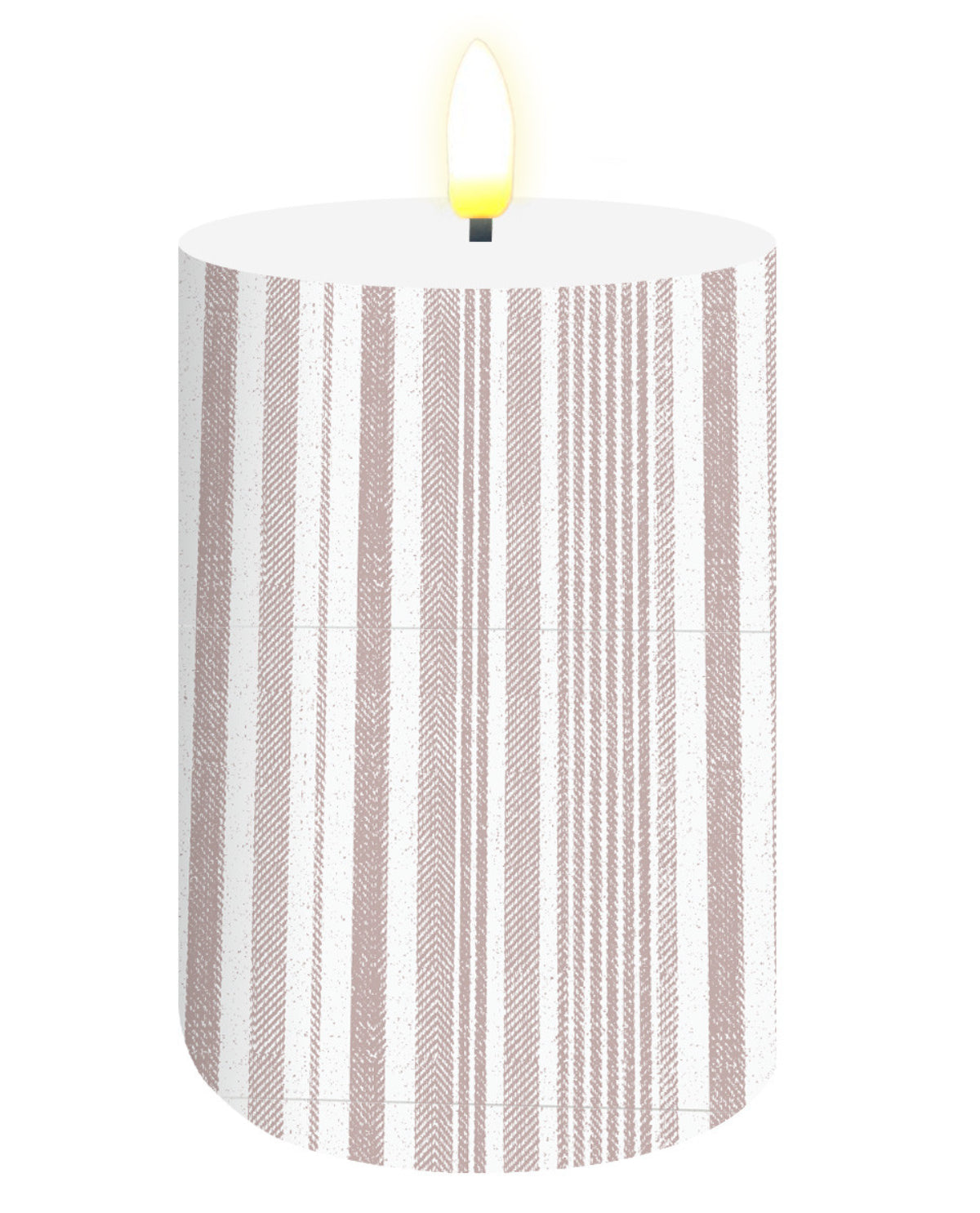 White and Pink Stripe Flameless Candle
