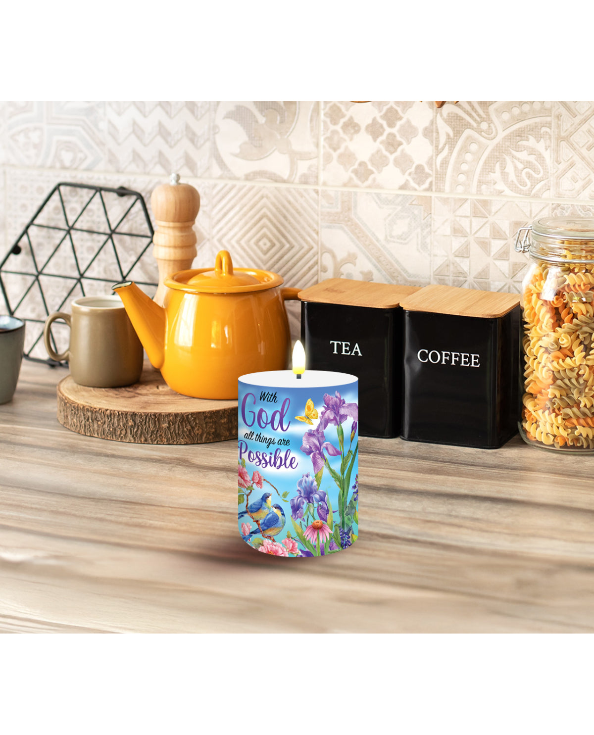 "With God" Flameless Candle