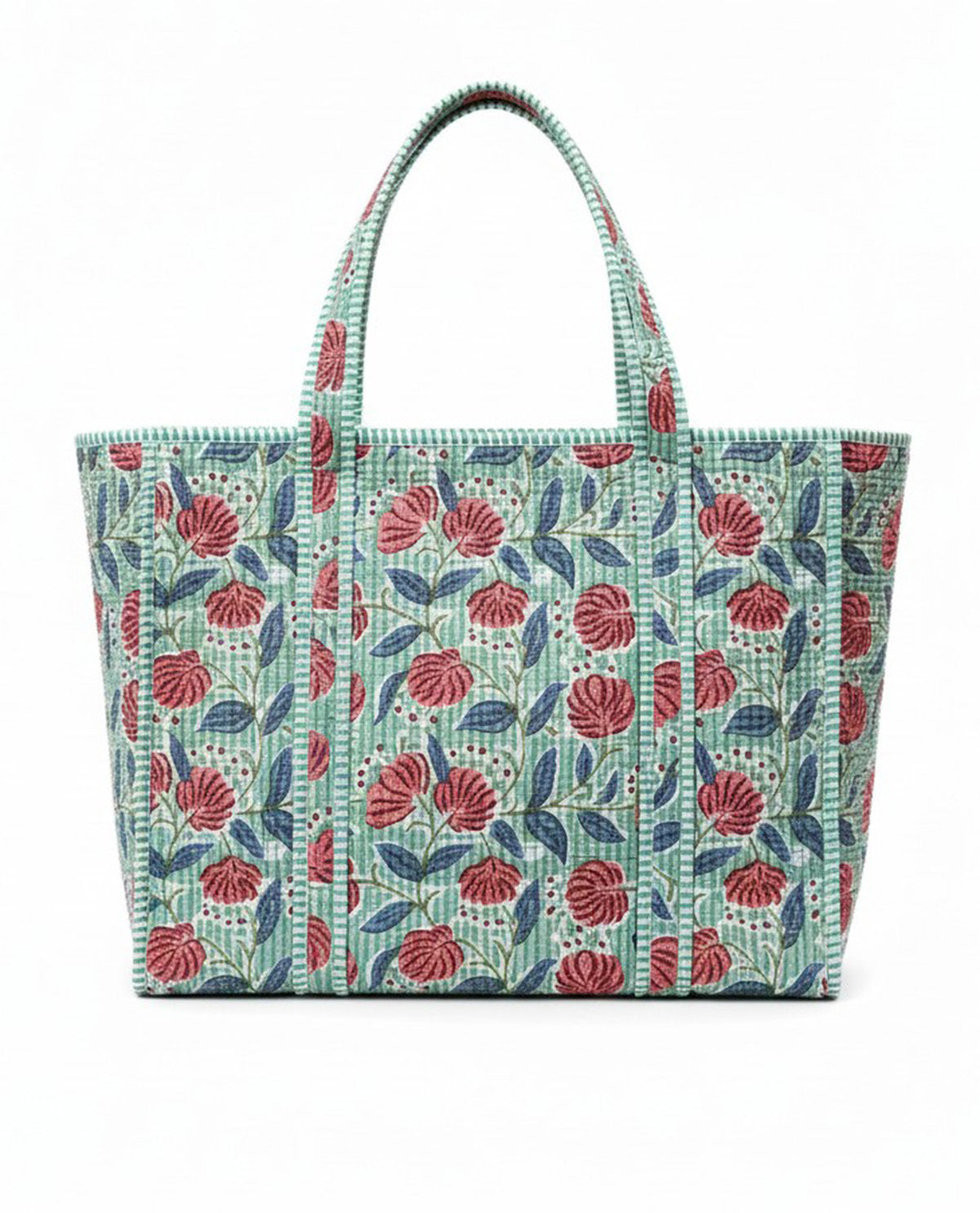 Floral Quilted Tote Bag Pink