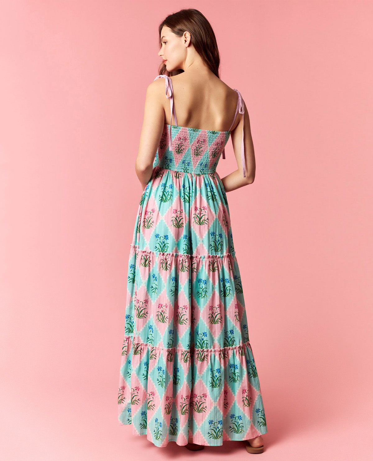Peach Love Floral Tiered Dress Pink/Mint