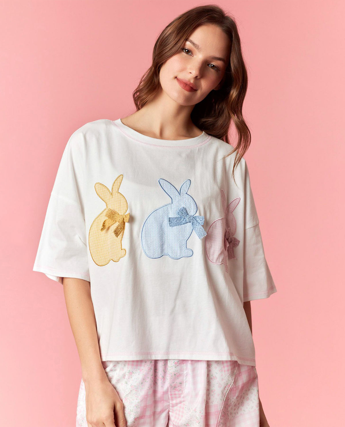 Peach Love 3 Bunny Top White
