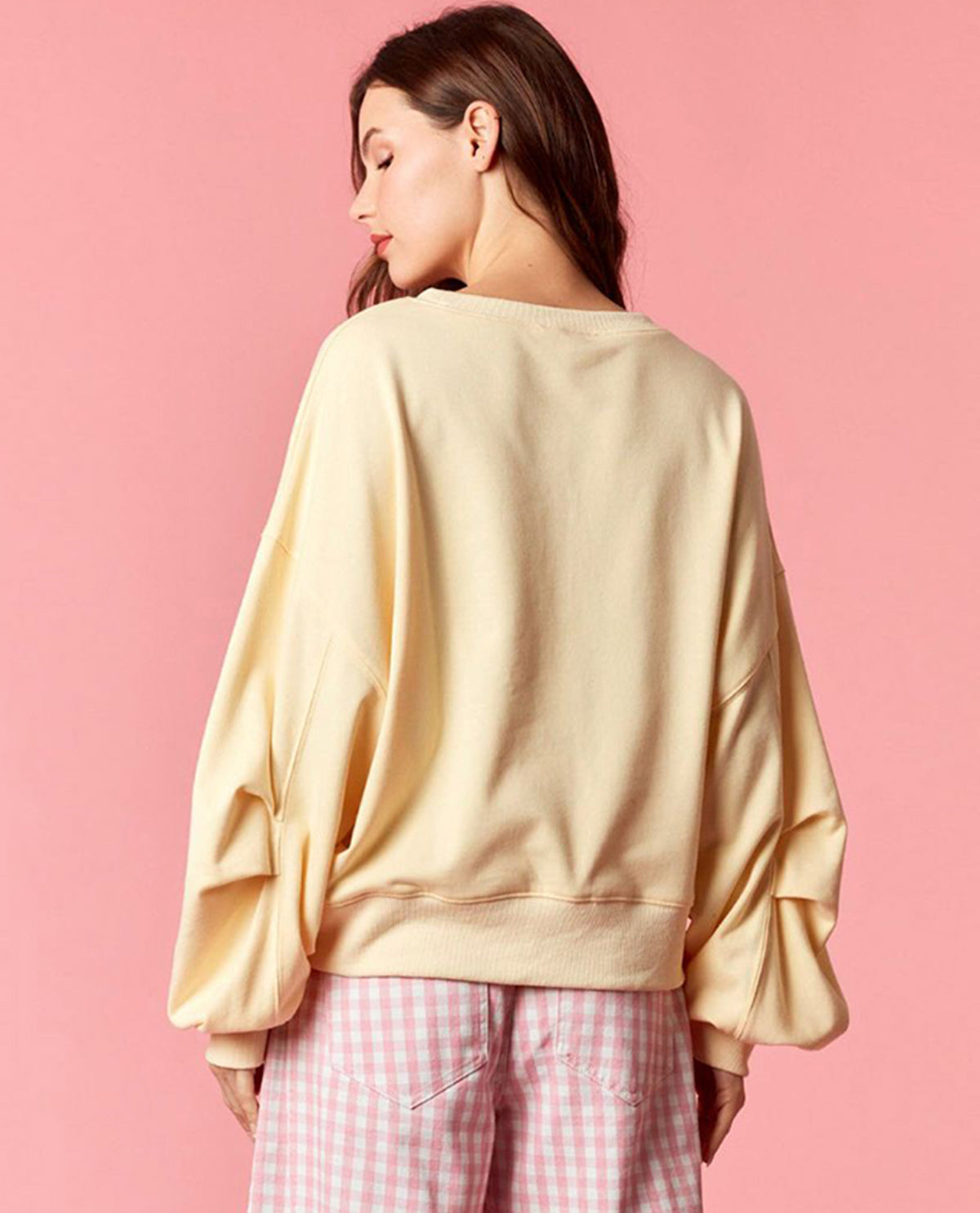 Peach Love Bunny Patch Long Sleeve Top Yellow