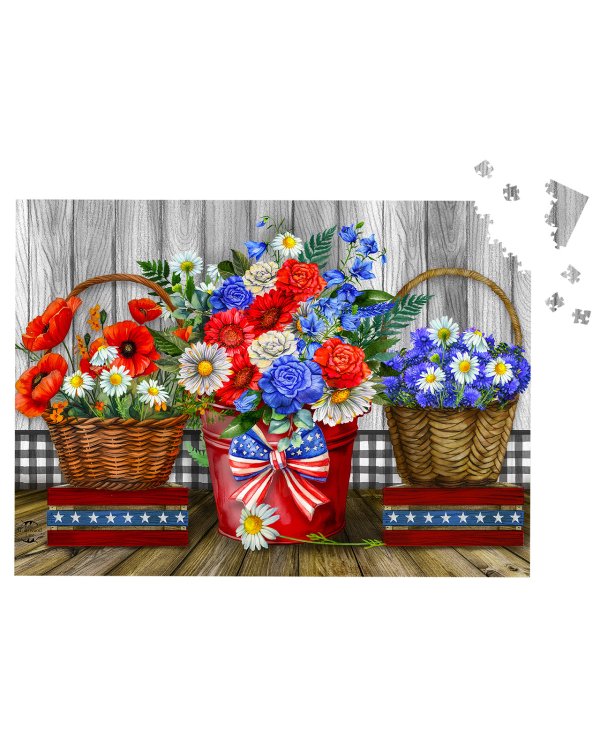 Red, White, And Blue Flower Puzzle (1,000pcs)