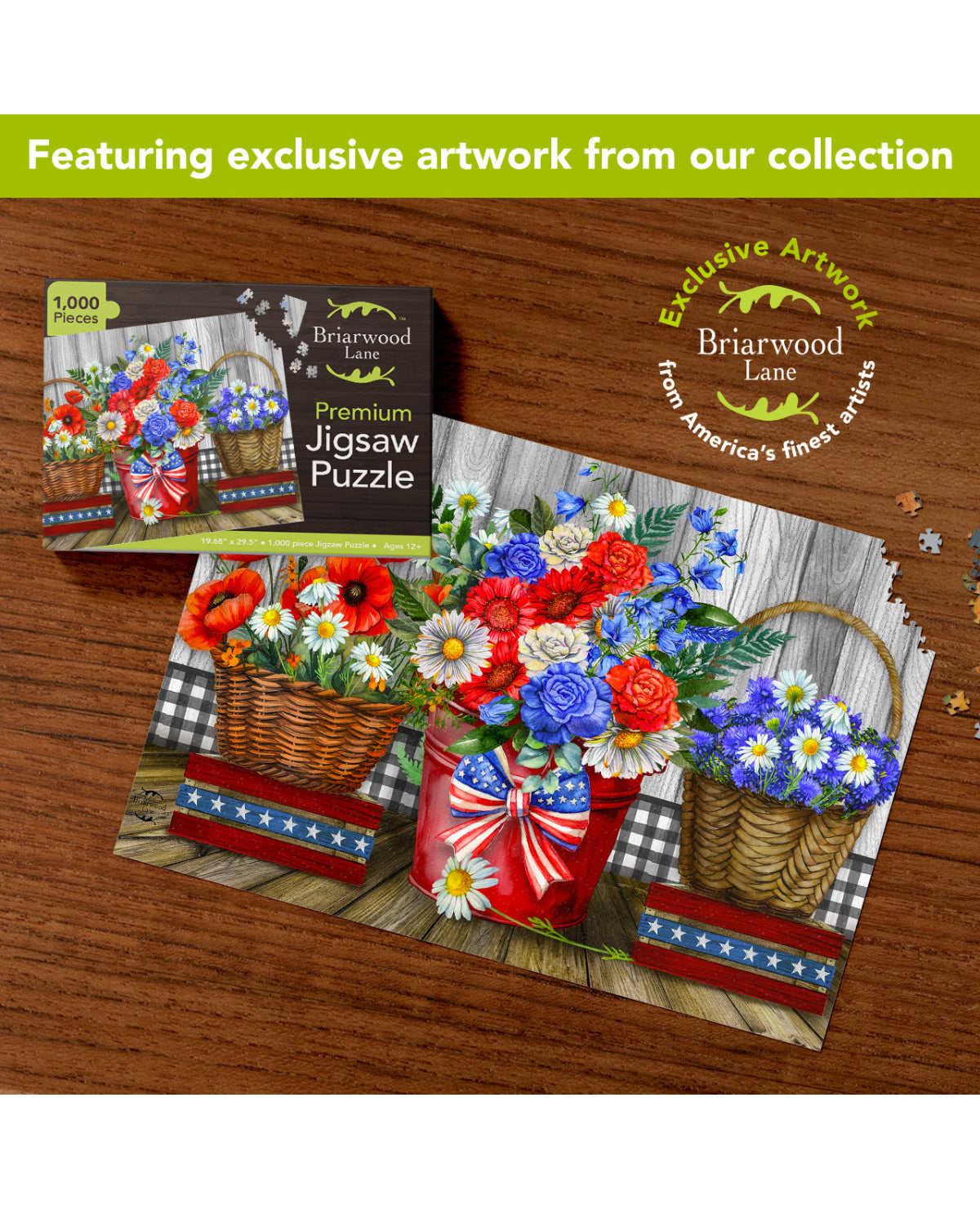 Red, White, And Blue Flower Puzzle (1,000pcs)