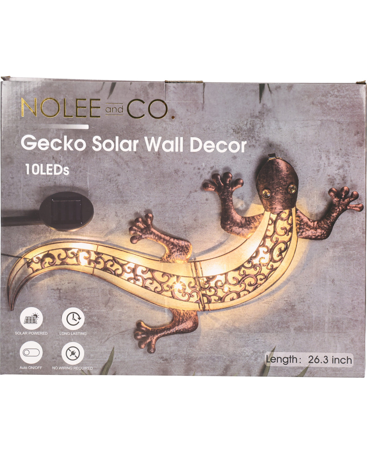Sunlit Gecko Metal Wall Solar Decor