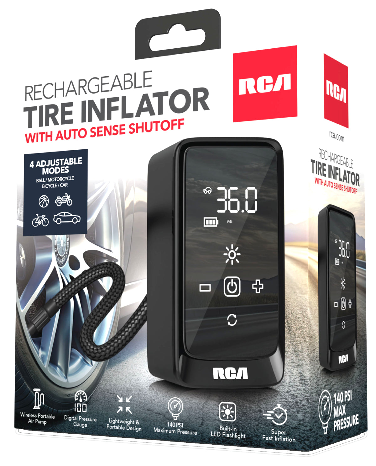 RCA Rechargeable Tire Inflator With Auto-Sense Shutoff