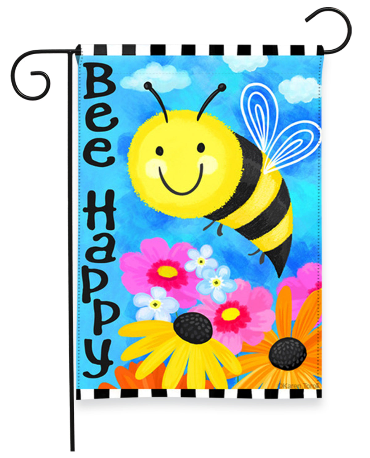Bee Happy Bumblebee Garden Flag