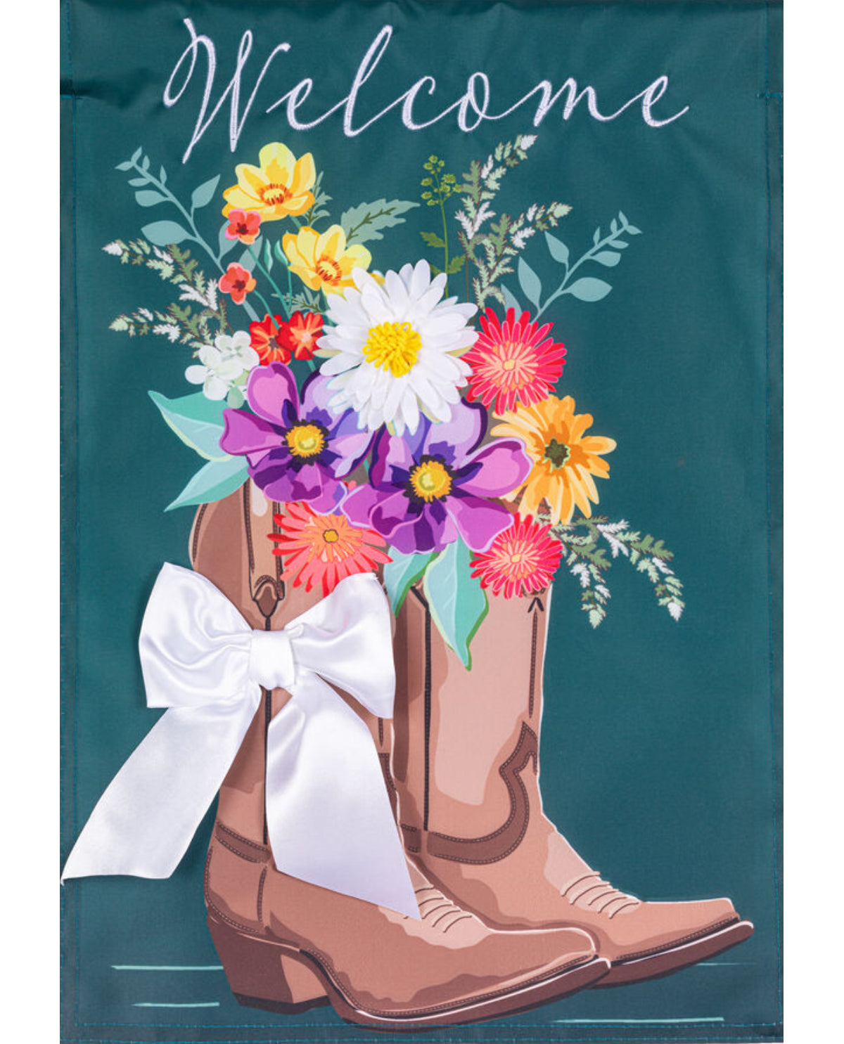 Boots And Bows Floral Garden Flag