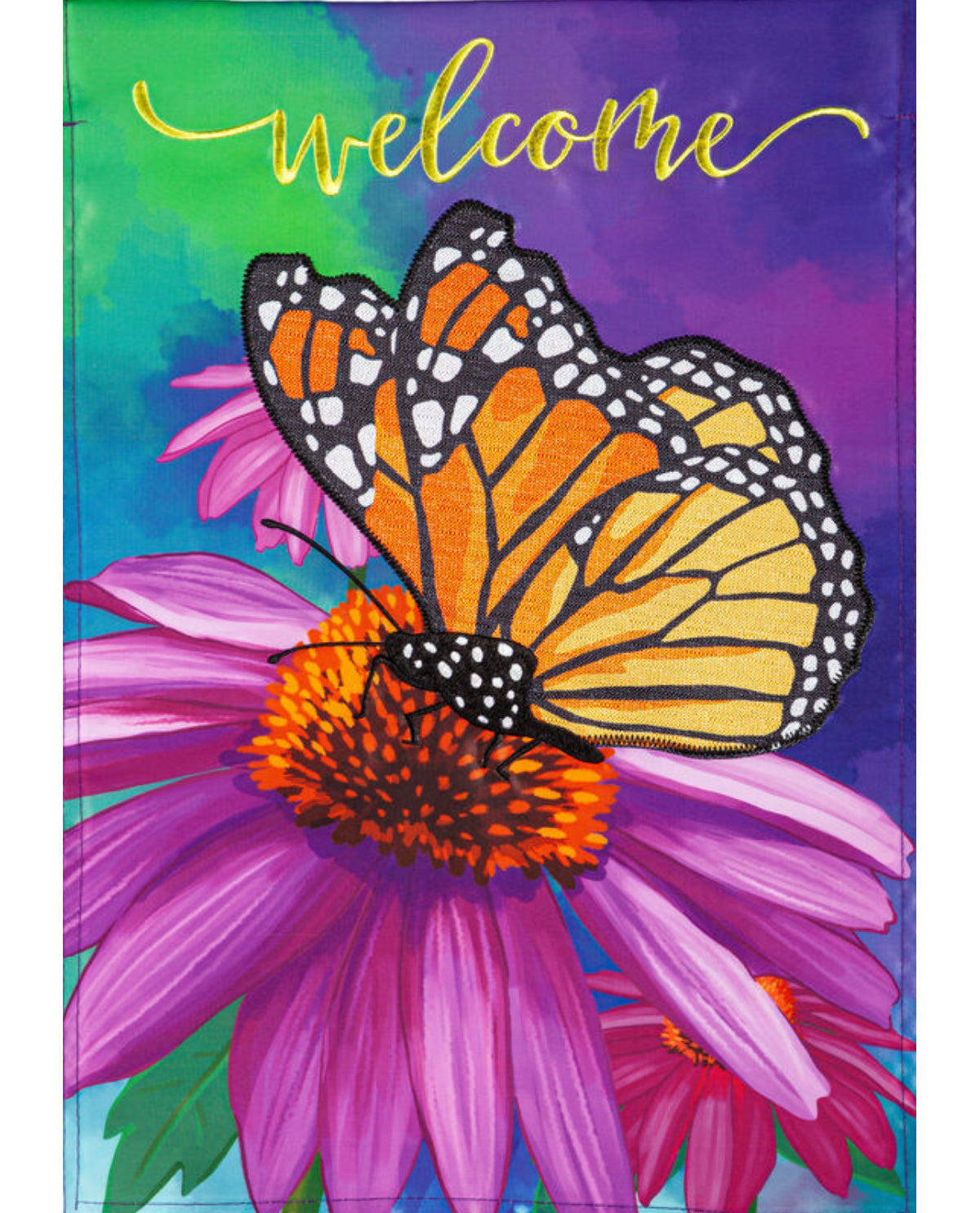 TRANSFER Cornflower & Butterfly Garden Flag