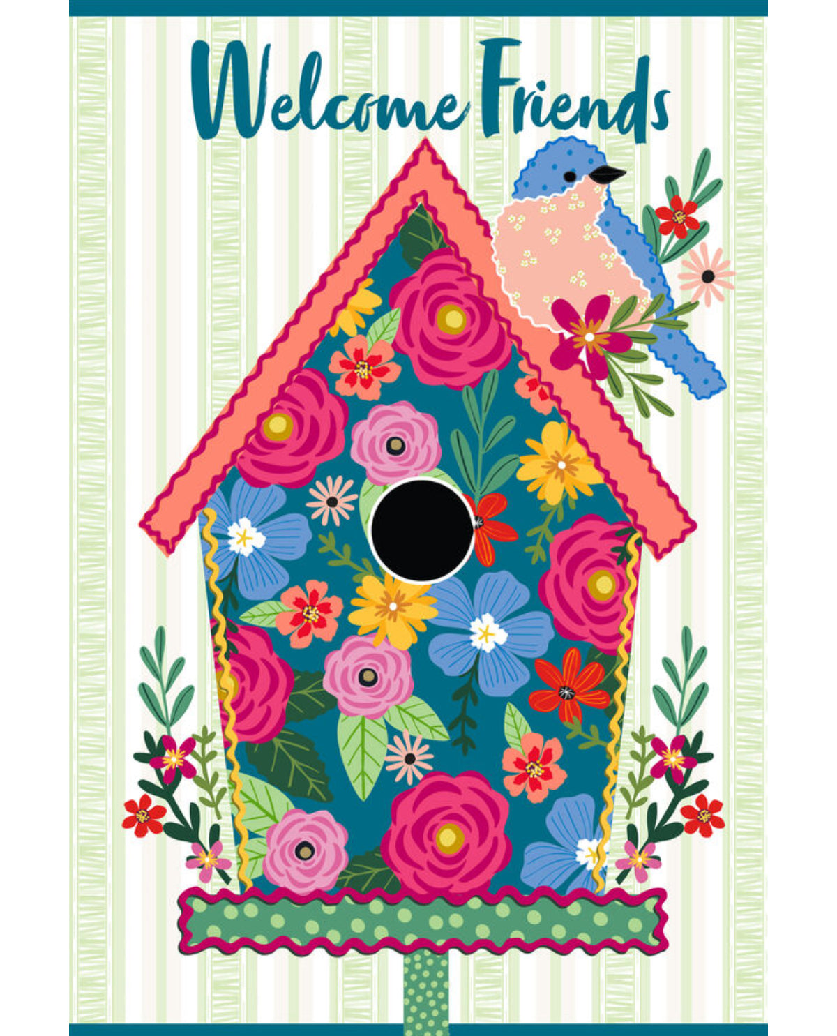 Ric Rac Birdhouse Garden Flag