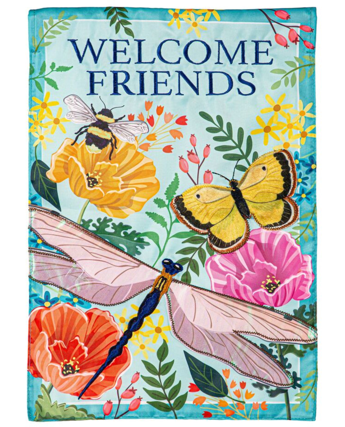 Greenhouse Welcome Friends Garden Flag