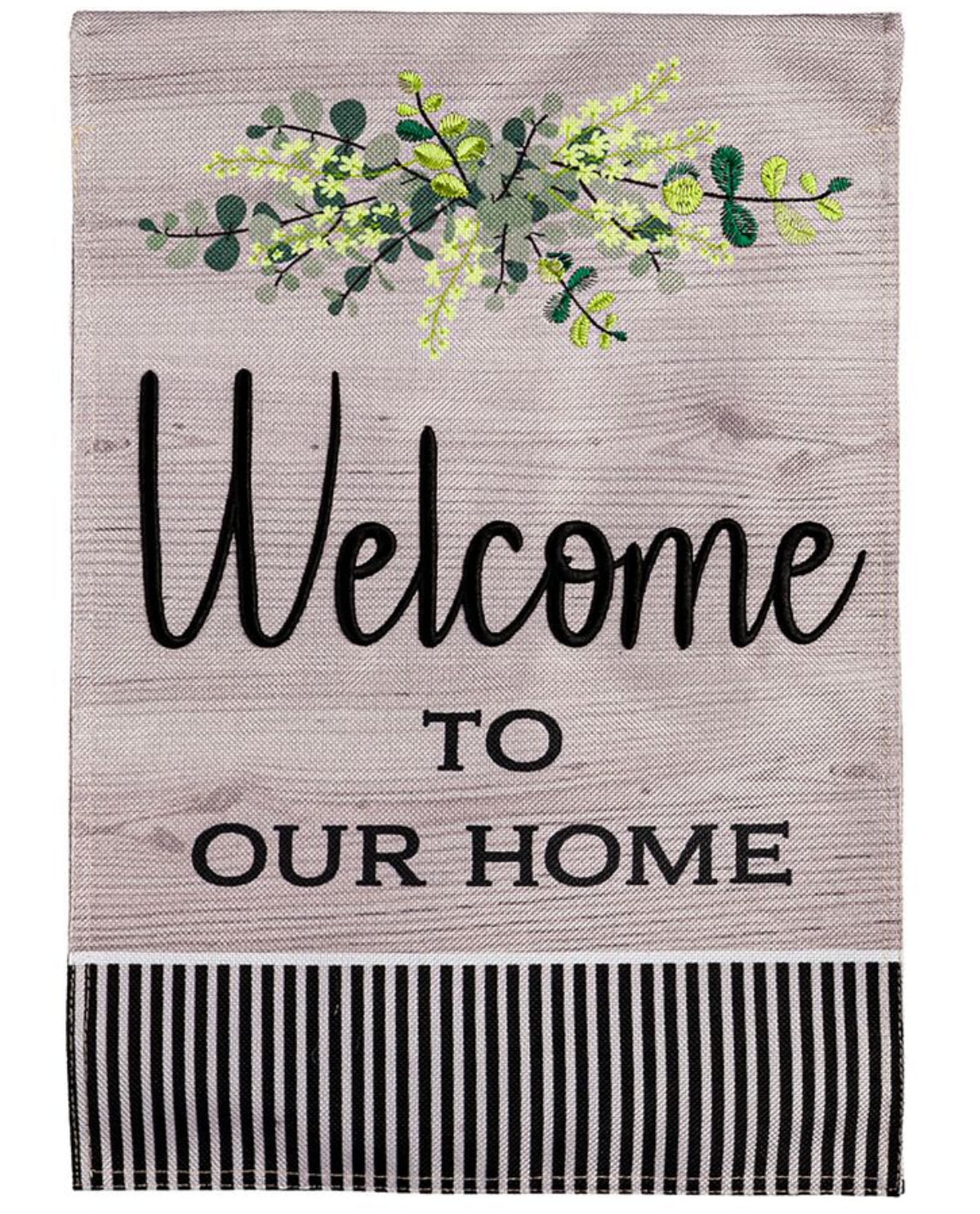 Wood Grain Welcome Garden Burlap Flag