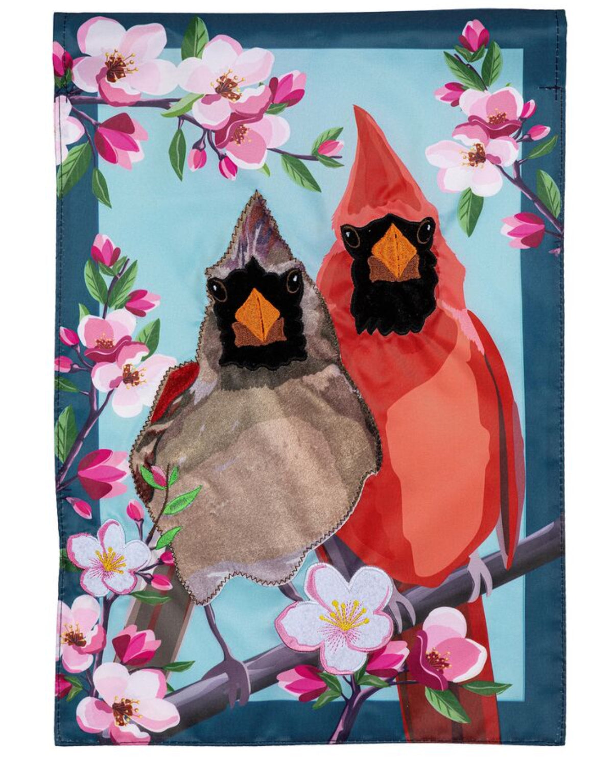 Cardinal Couple Applique Garden Flag