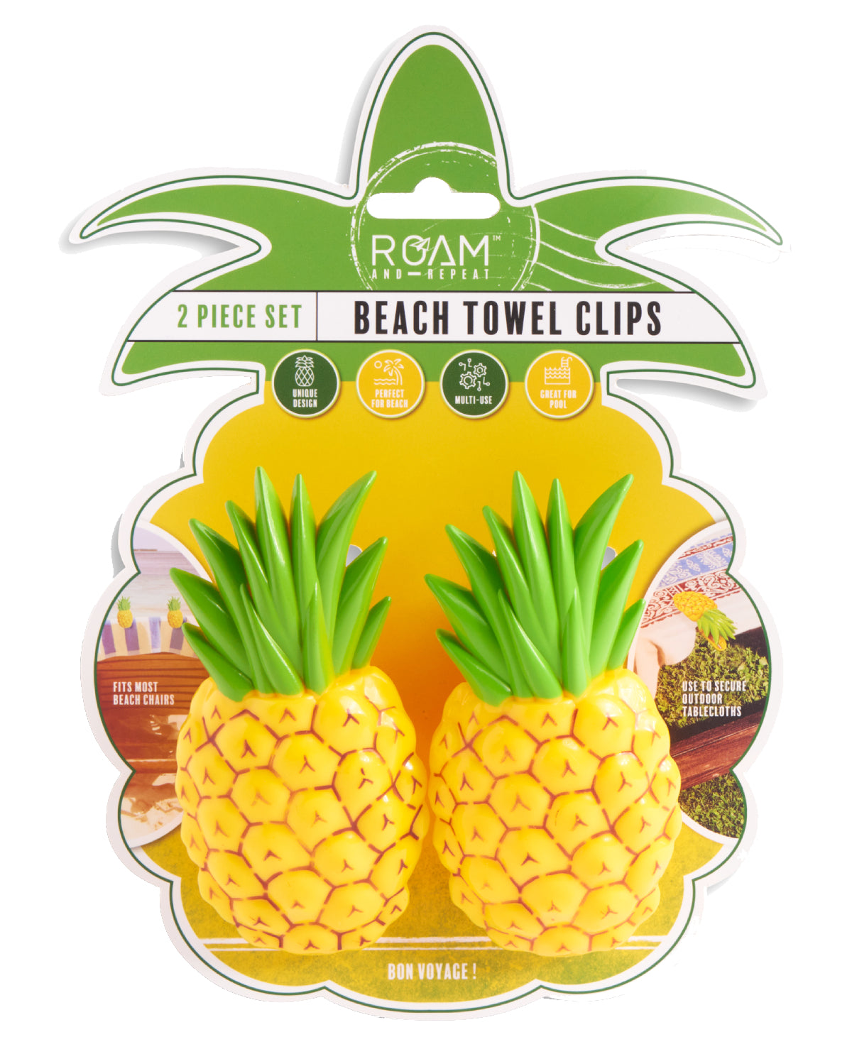 2pk Beach Towel Clips - Pineapple