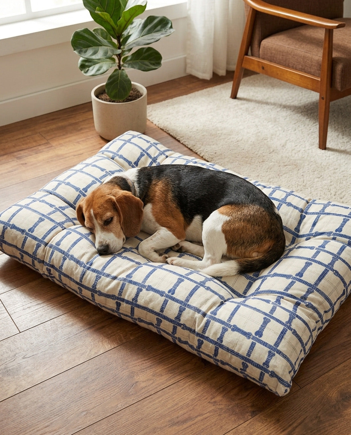 Tech Plaid Navy Pet Bed