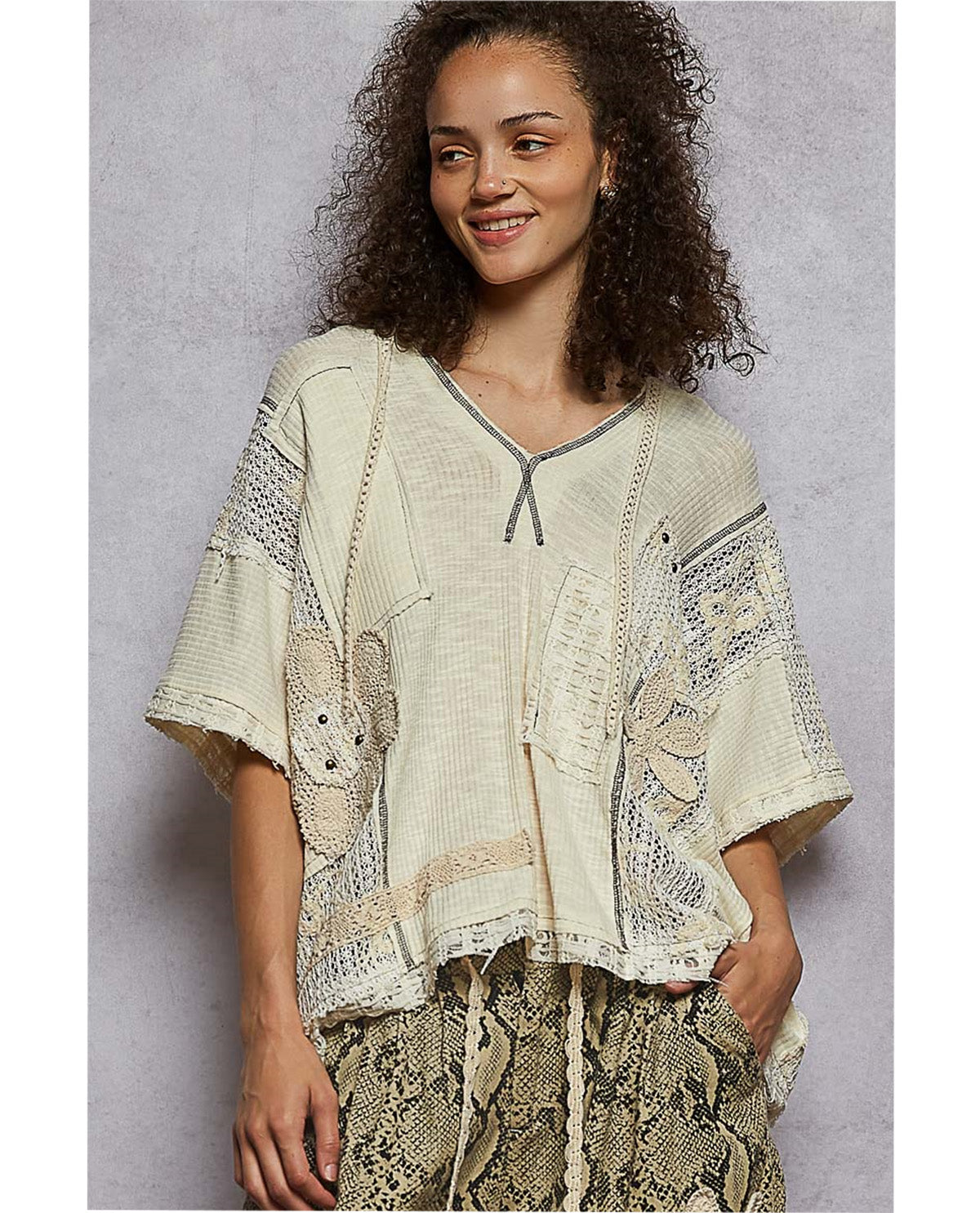 POL Crochet Trim Top Natural