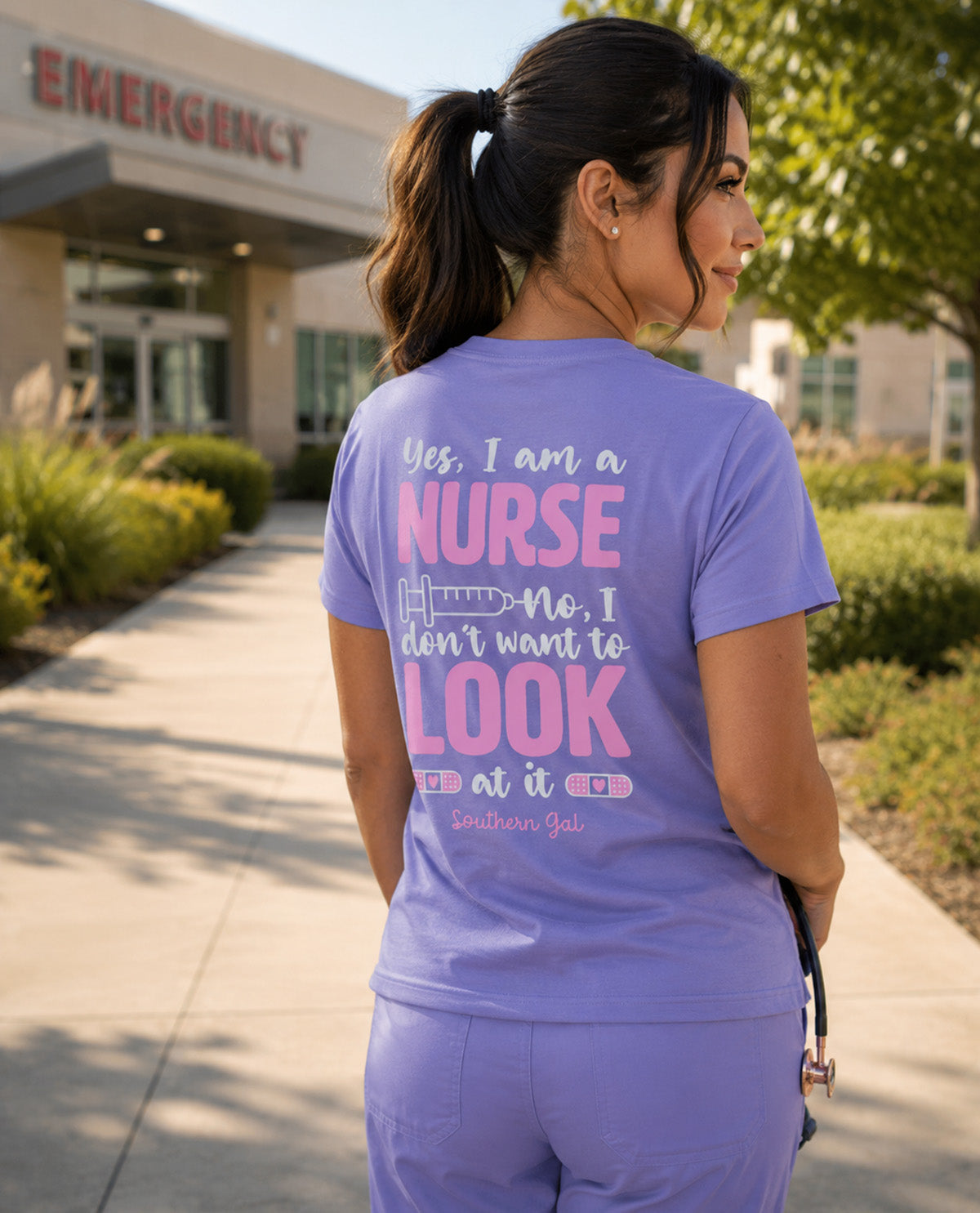 Southern Gal No Look Short Sleeve Screen Tee Violet