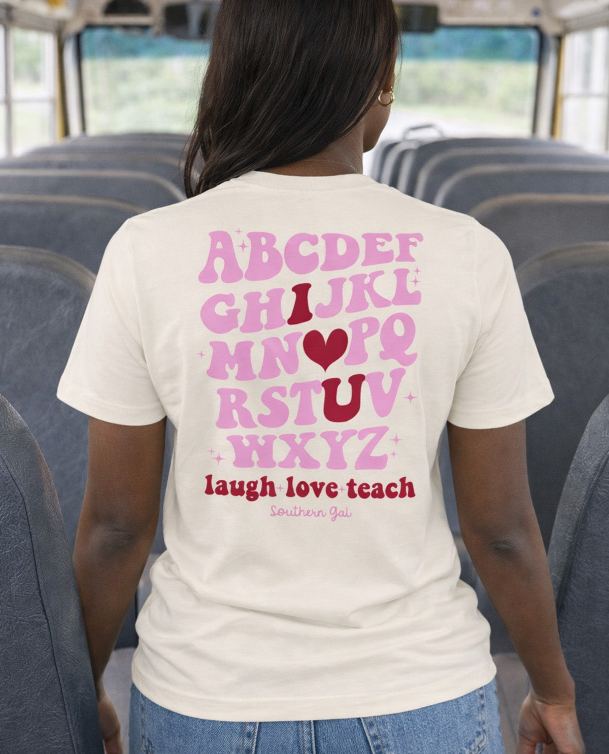 Southern Gal Love Teach Short Sleeve Screen Tee Natural