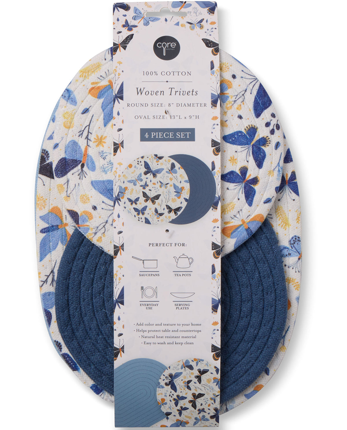 4pc Trivet Set Blue