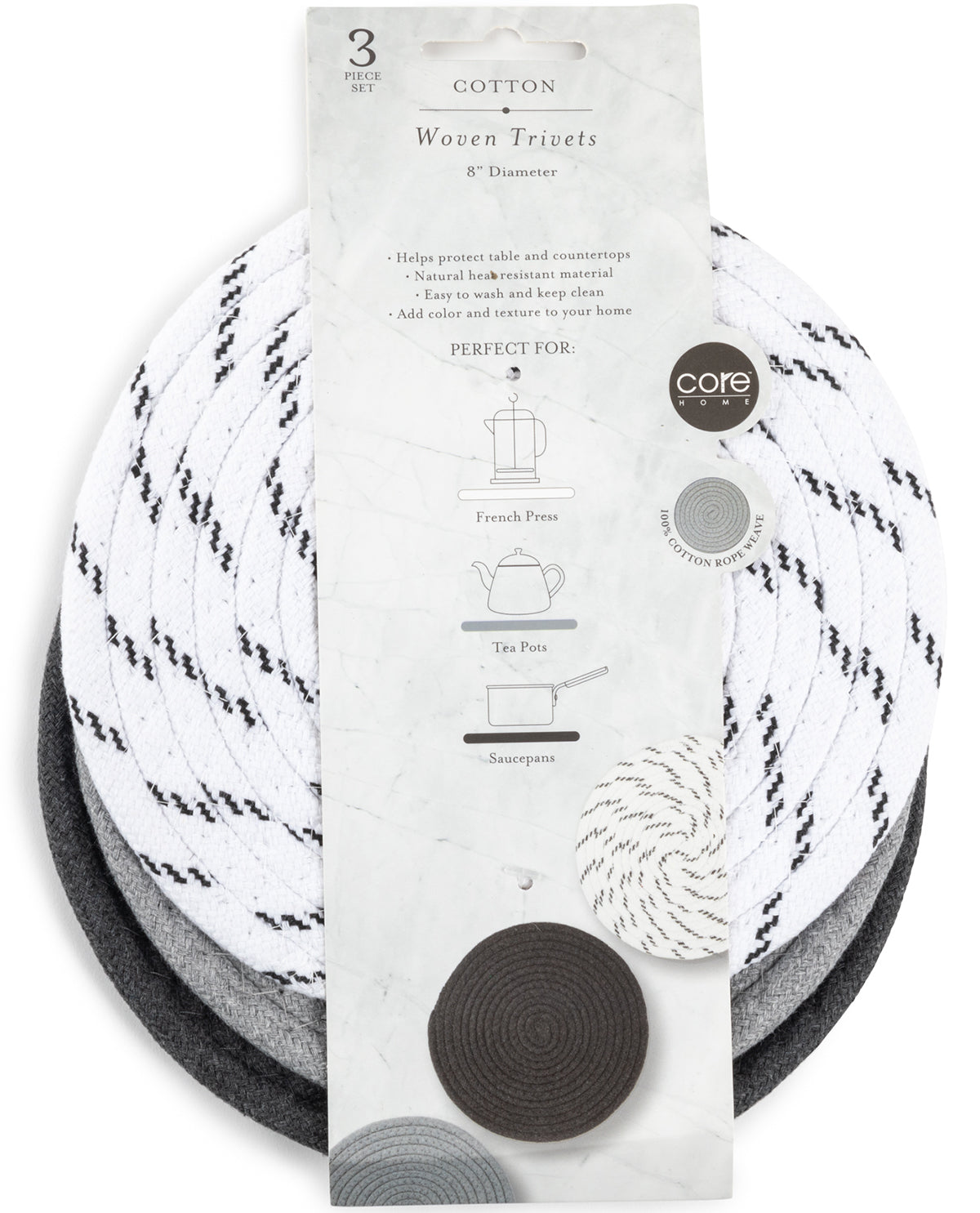 8" 3pk Woven Trivets
