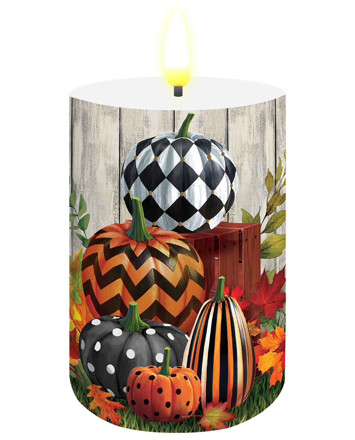 Briarwood Lane Patterned Pumpkin Flameless Candle