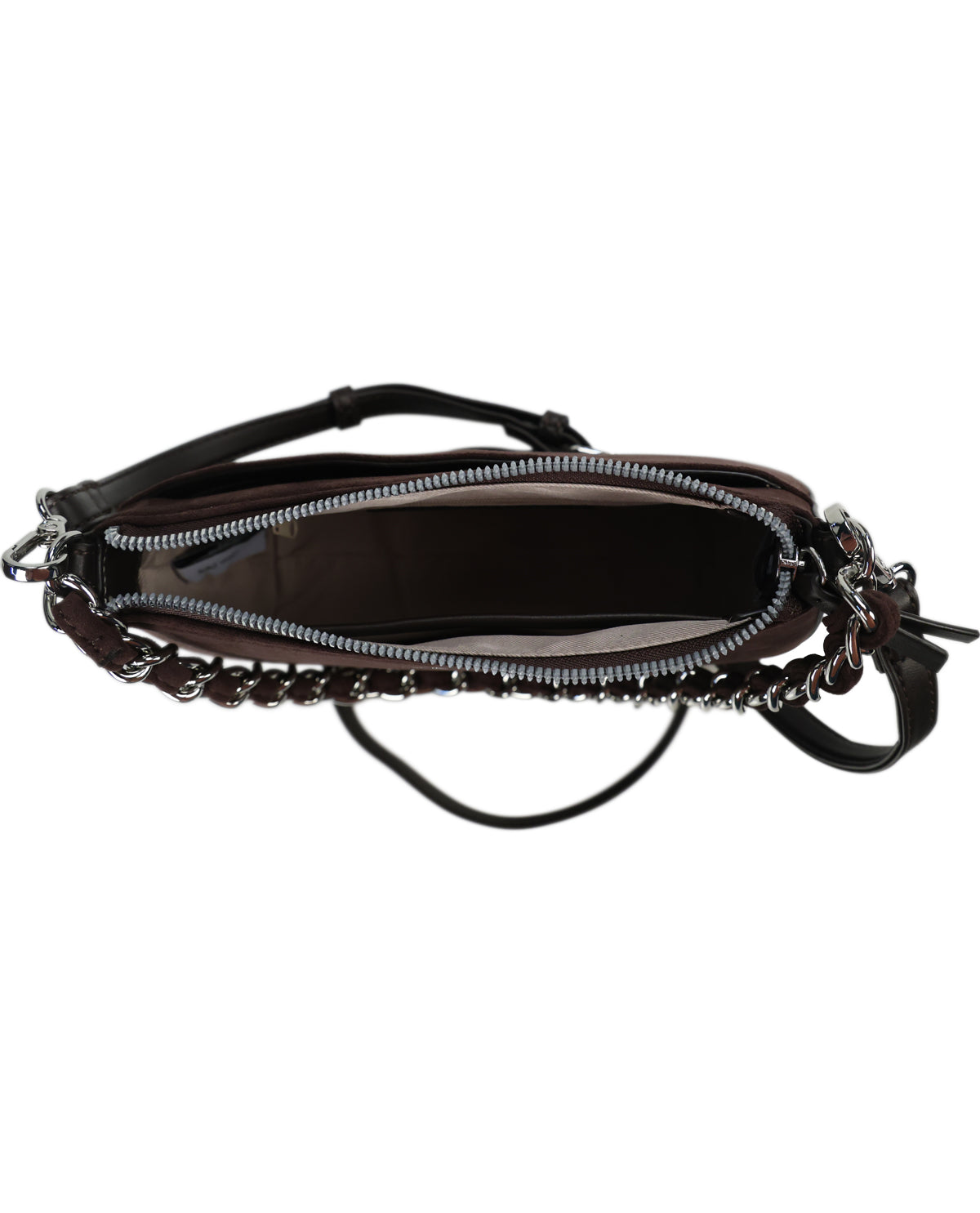 Inside of purse on a white background