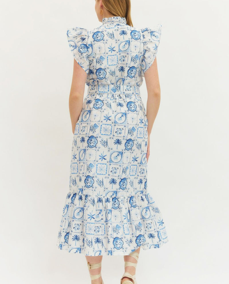 Entro Print Dress Blue