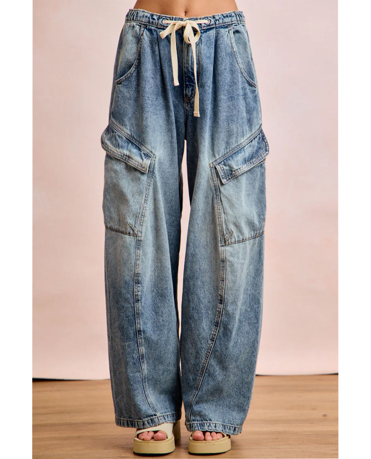 Bibi Barrel Leg Cargo Denim Pant