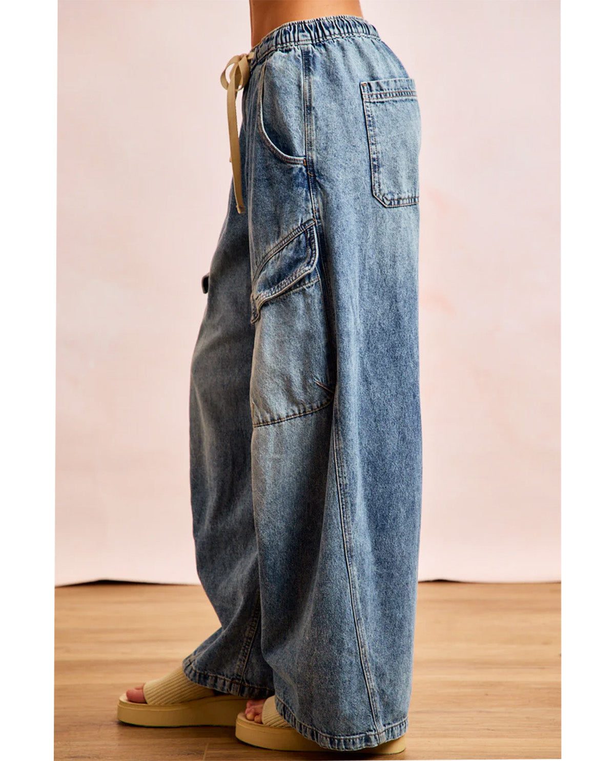 Bibi Barrel Leg Cargo Denim Pant