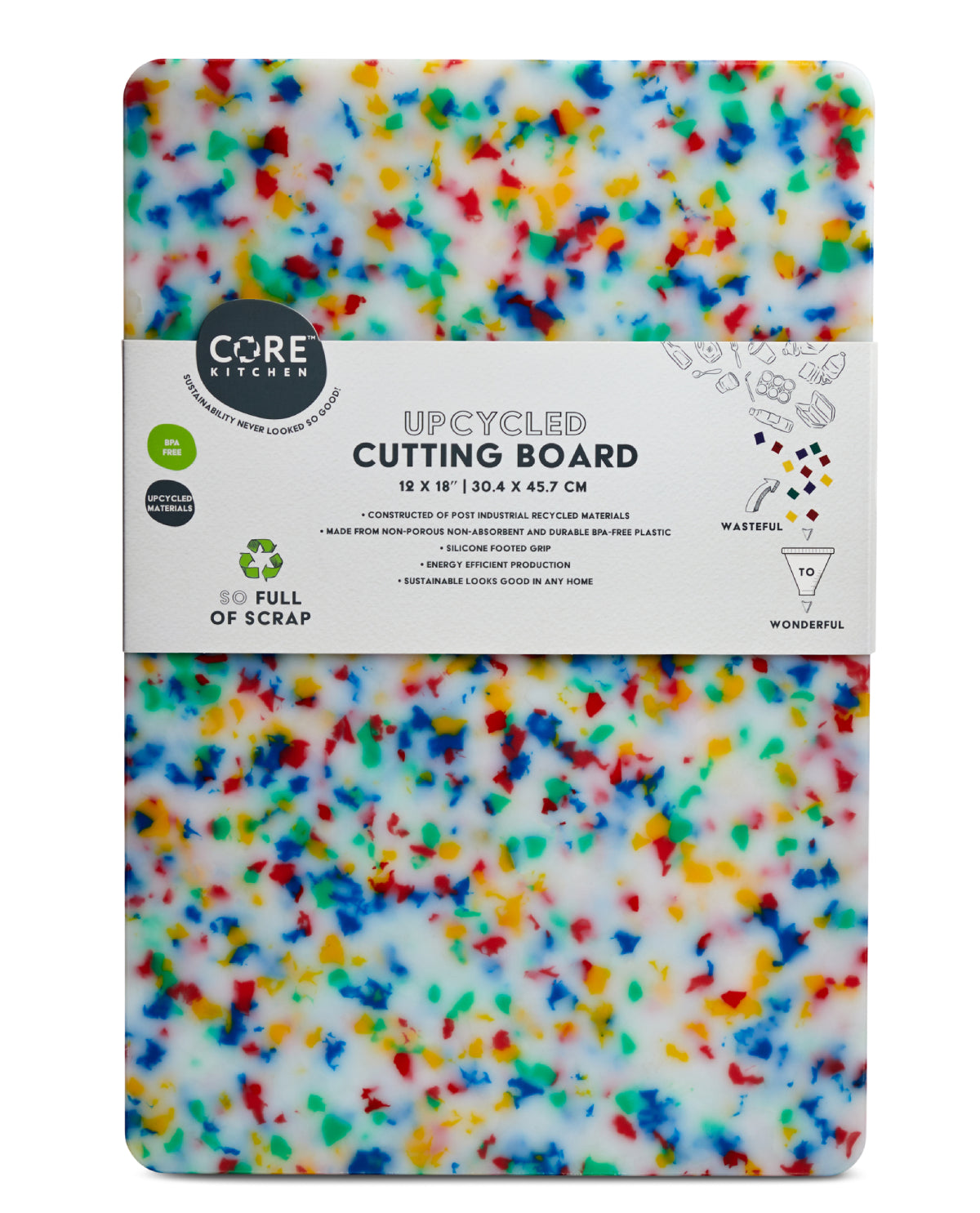 Recycled Large Plastic Cutting Board - Confetti
