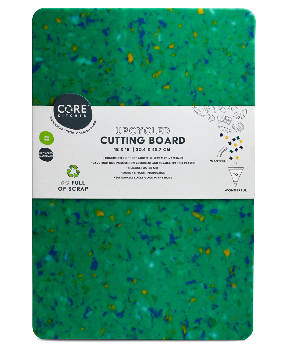 Recycled Large Plastic Cutting Board - Green