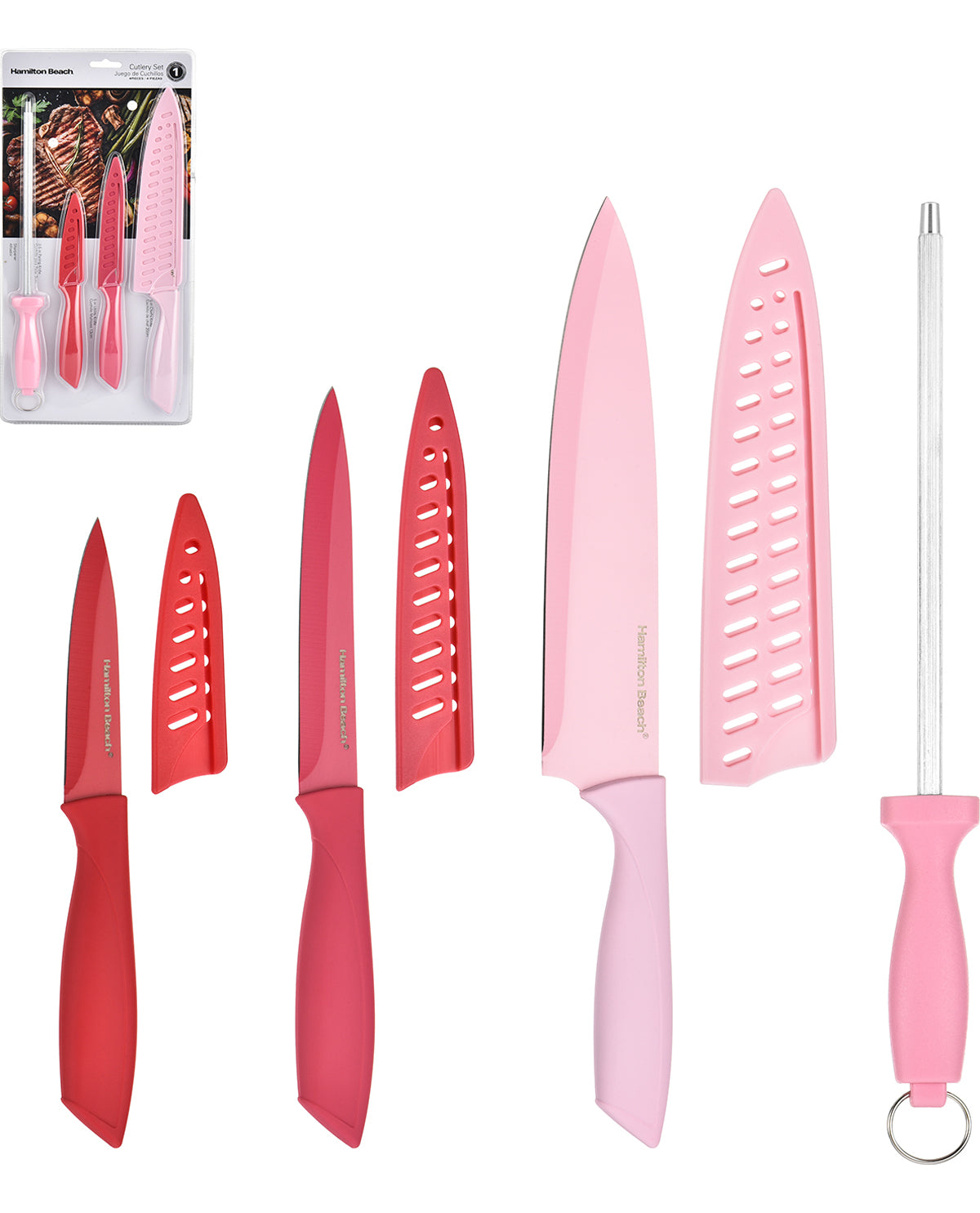 Hamilton Beach 7 Piece Cutlery Set Pink