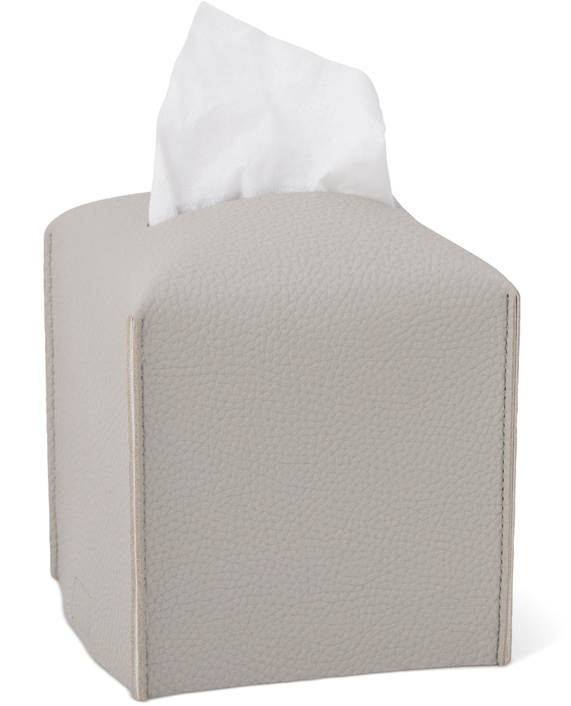 Small Faux Leather Tissue Holder Light Grey