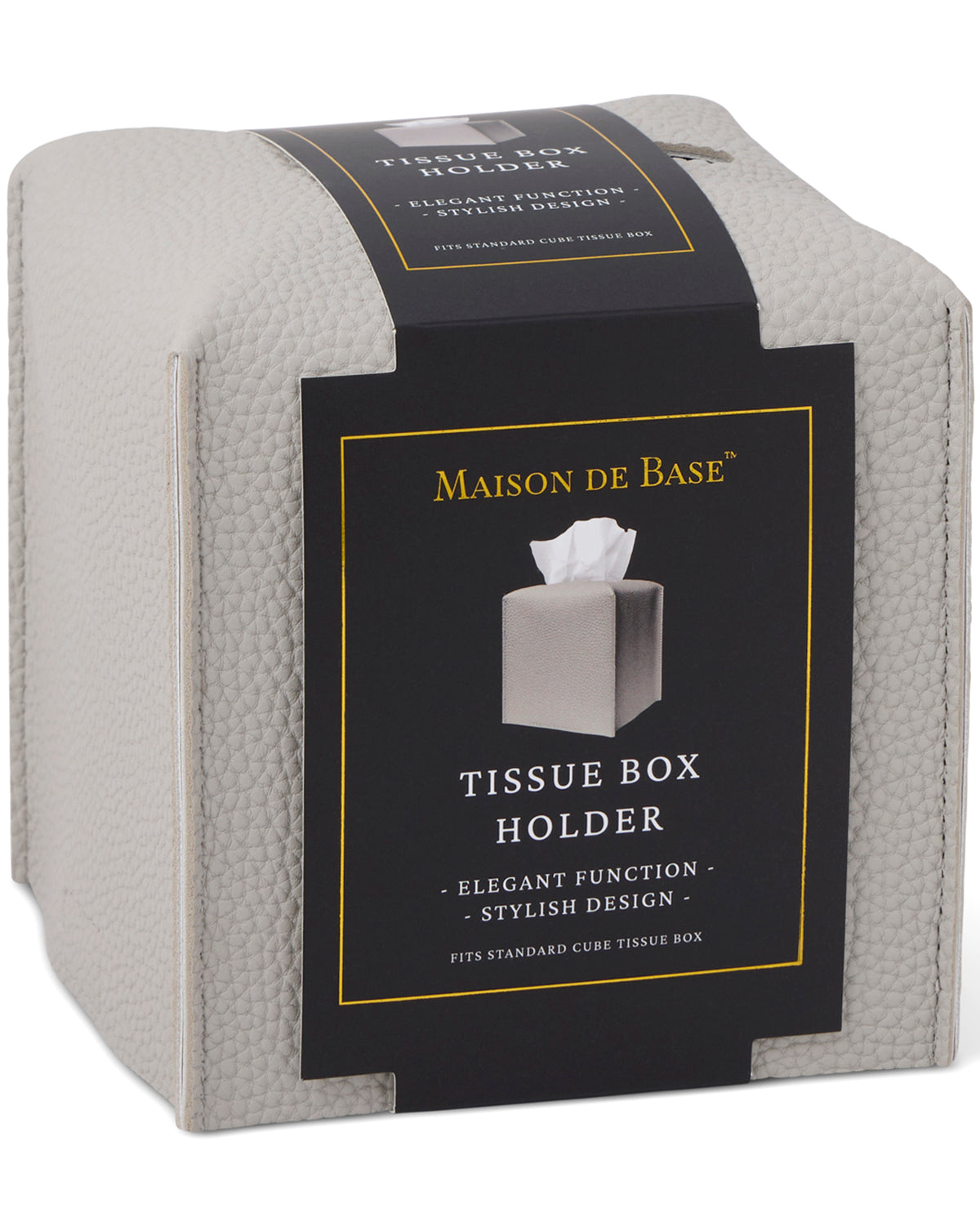 Small Faux Leather Tissue Holder Light Grey