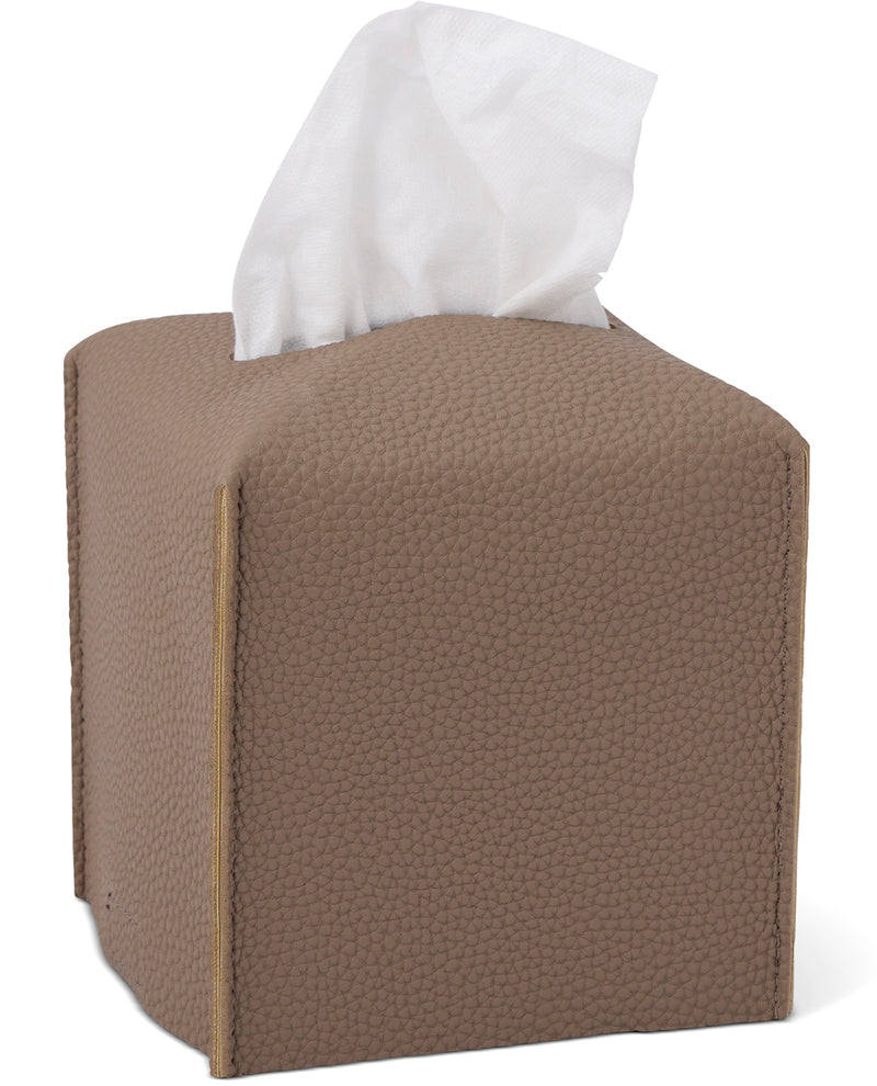 Small Faux Leather Tissue Holder Taupe