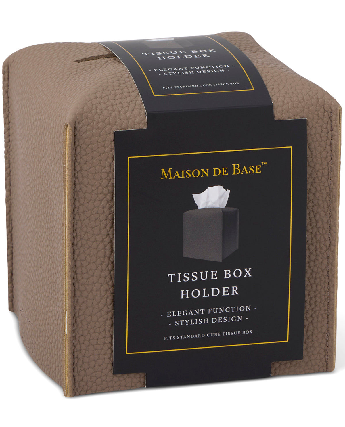 Small Faux Leather Tissue Holder Taupe