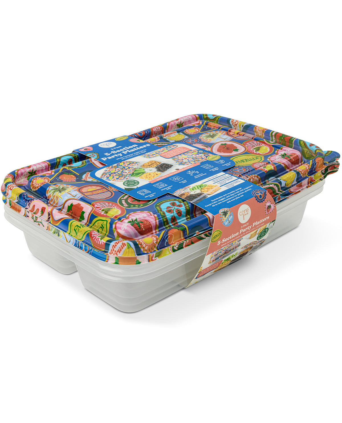 3pk 5 Section Party Platter Fruits Veggies