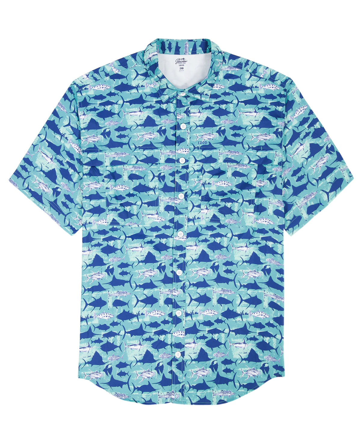 Izod Short Sleeve Woven Print Fishing Shirt