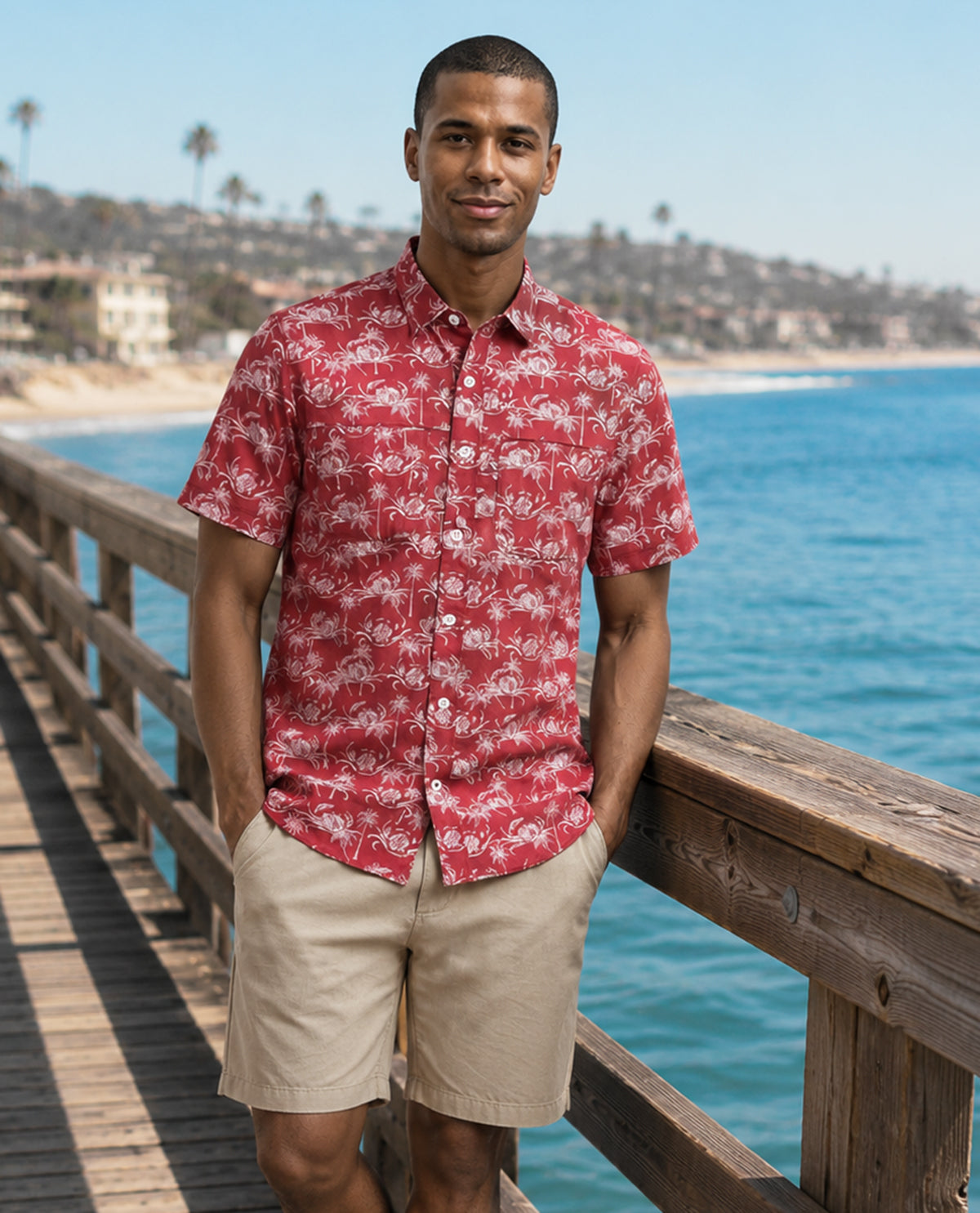 Izod Short Sleeve Woven Print Fishing Shirt