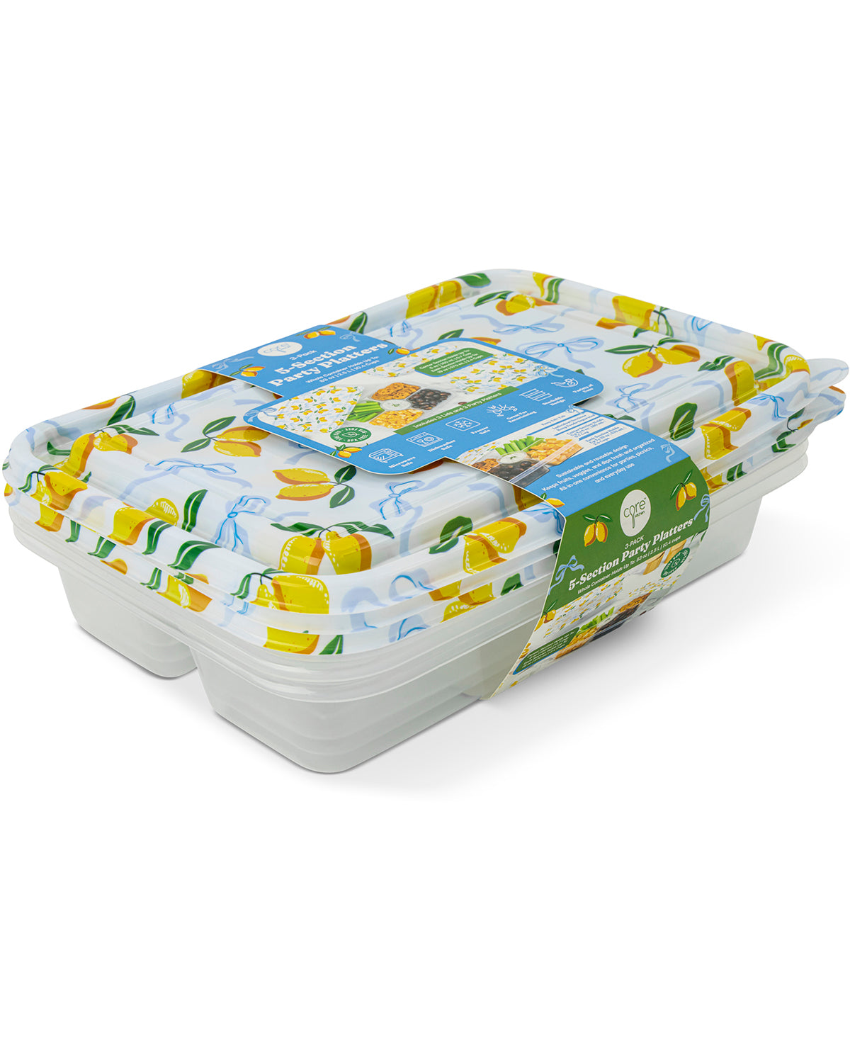 3pk 5 Section Party Platter Lemon Bows