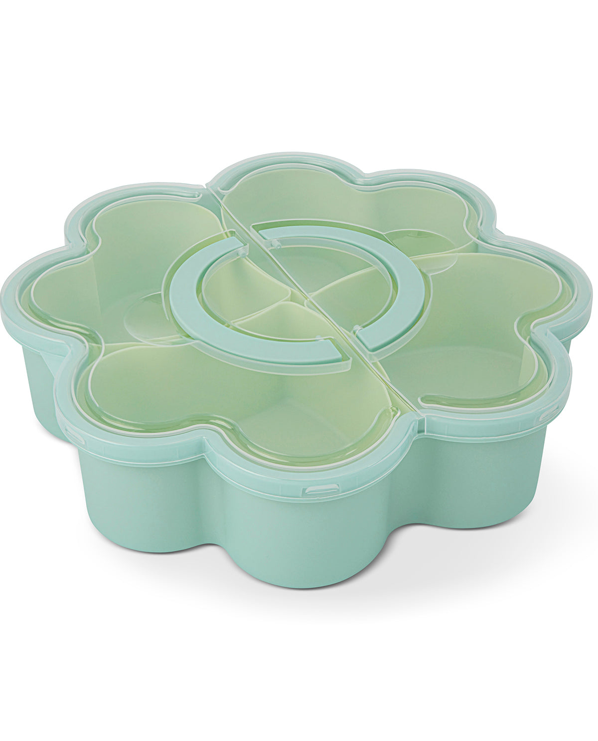 4 Section Flower Snackle Box Green