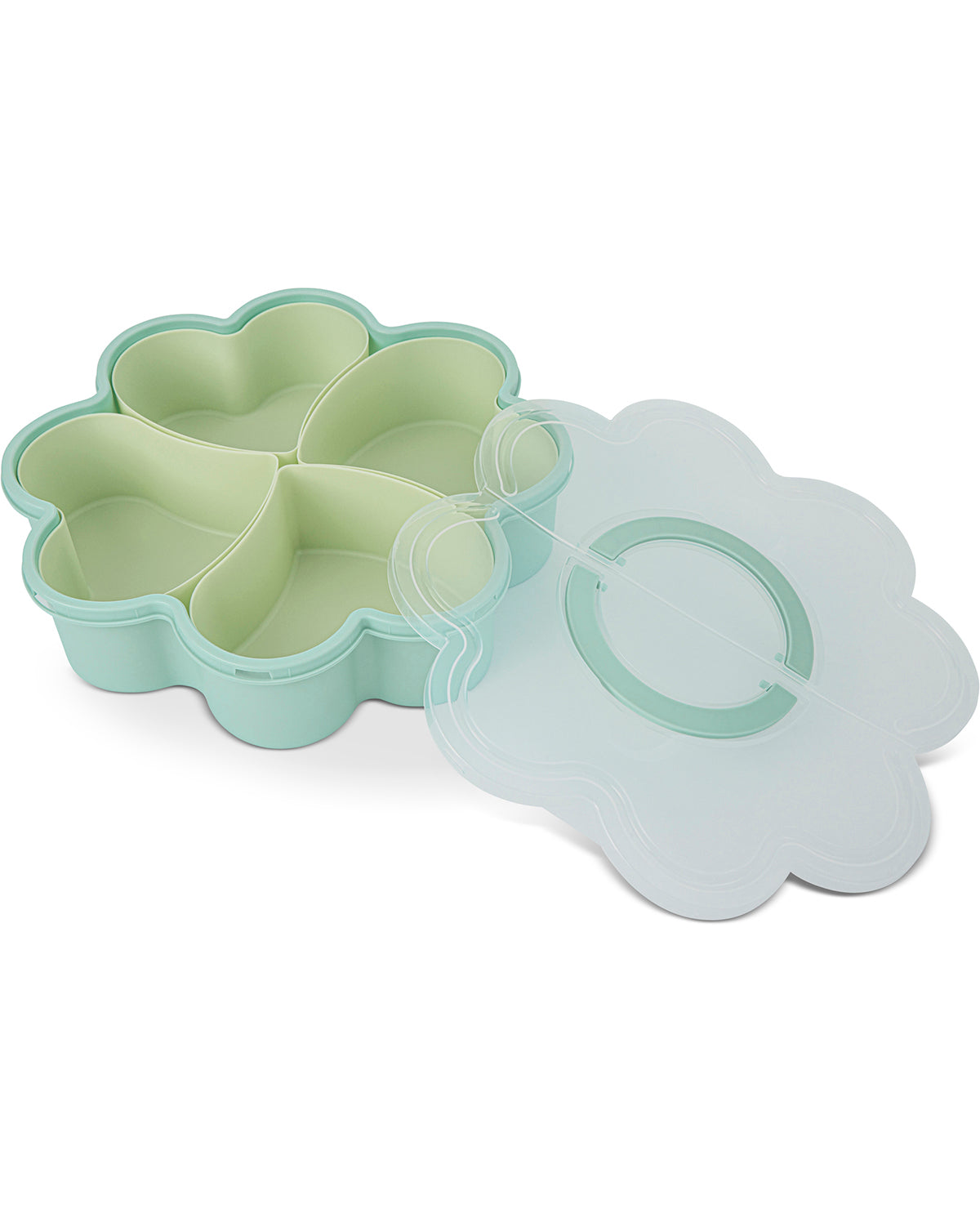 4 Section Flower Snackle Box Green