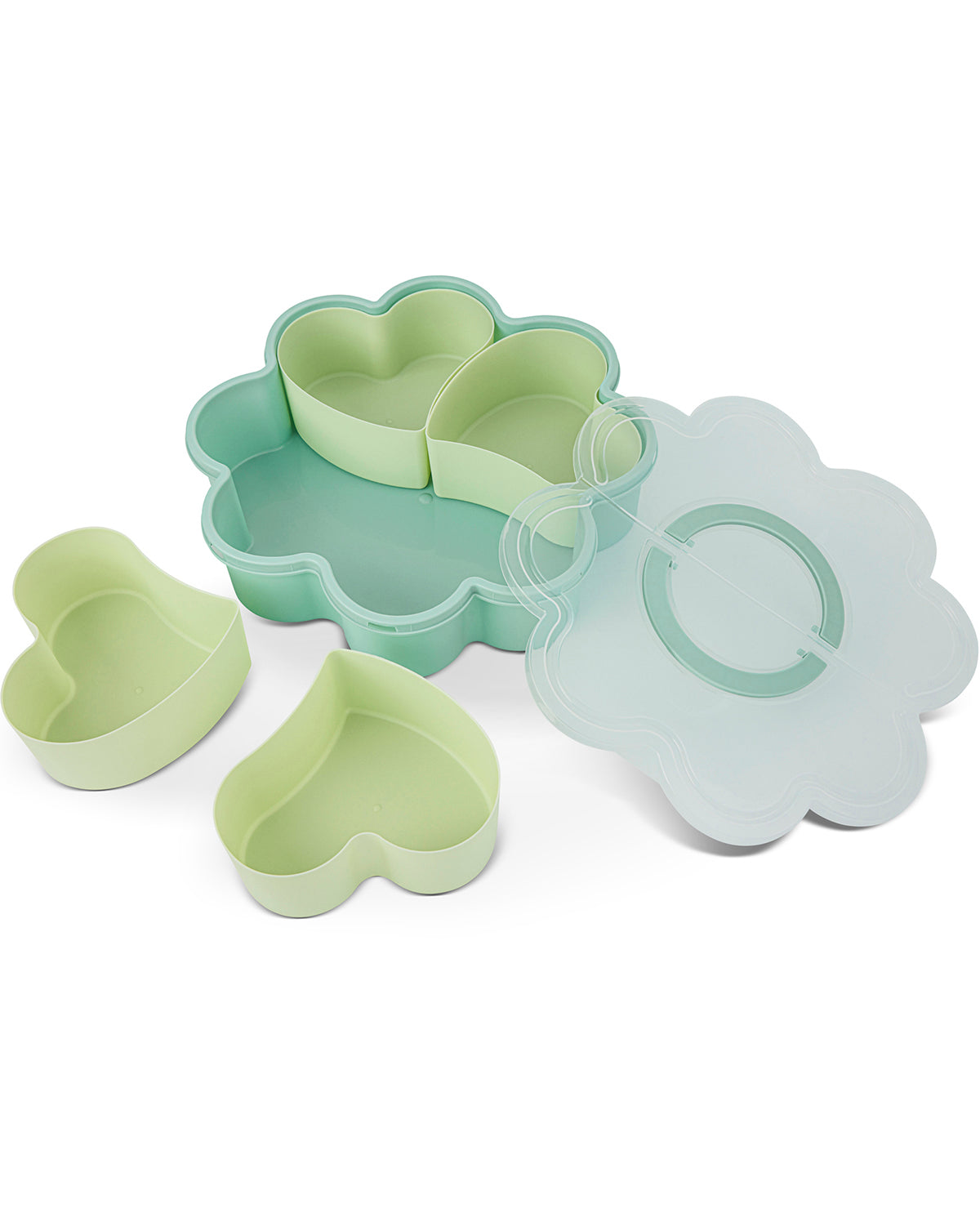 4 Section Flower Snackle Box Green