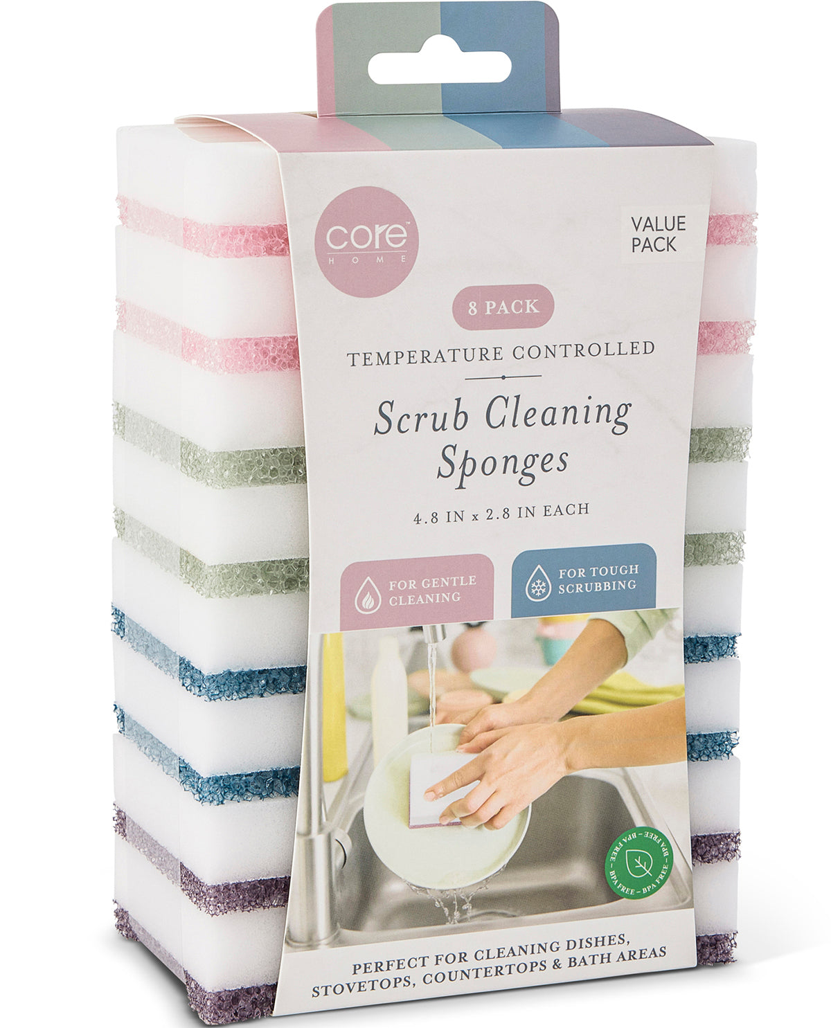8pk Temperature Controlled Scrub Sponges