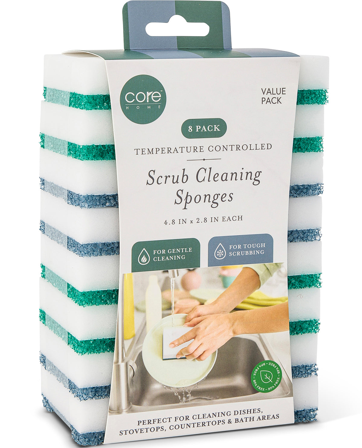 8pk Temperature Controlled Scrub Sponges