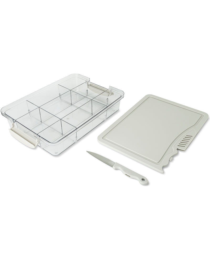 9 Section Snack Box With Built In Knife Board Elephant