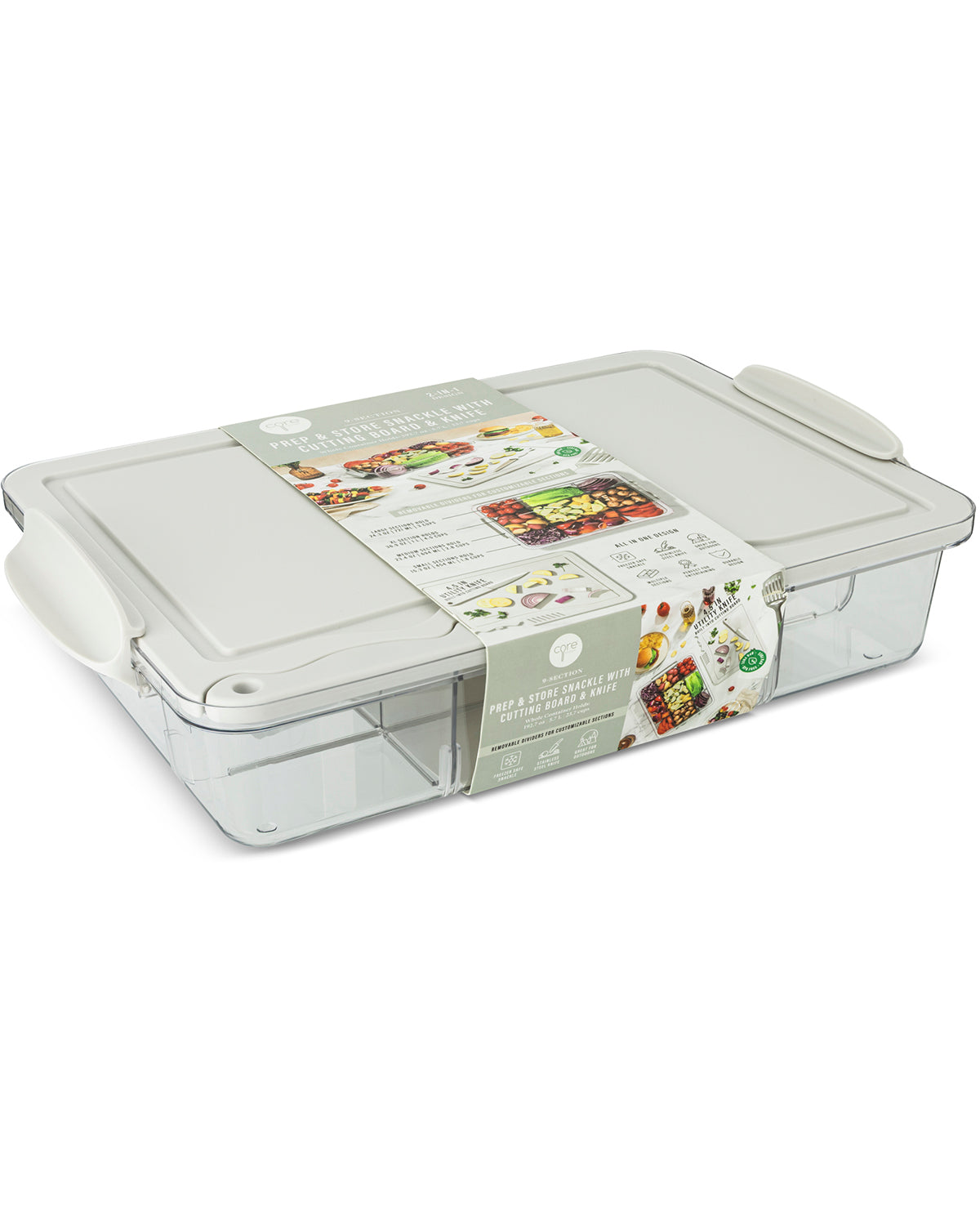 9 Section Snack Box With Built In Knife Board Elephant