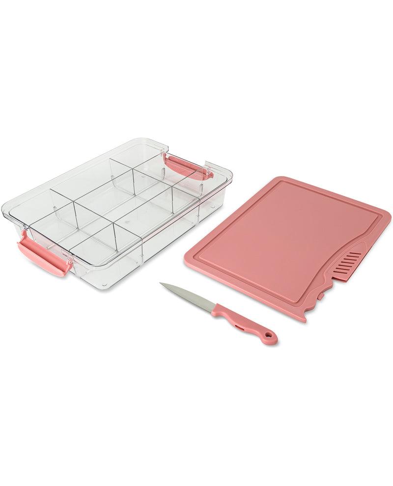 9 Section Snack Box With Built In Knife Board Velvet