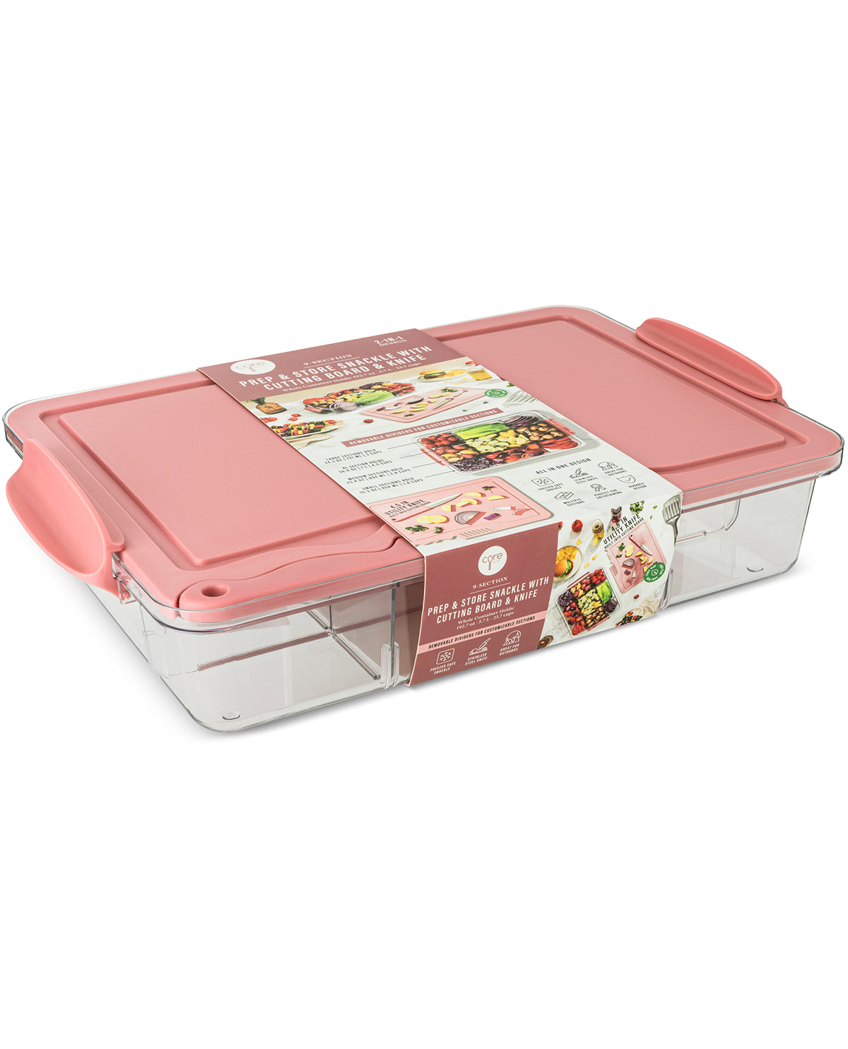 9 Section Snack Box With Built In Knife Board Velvet