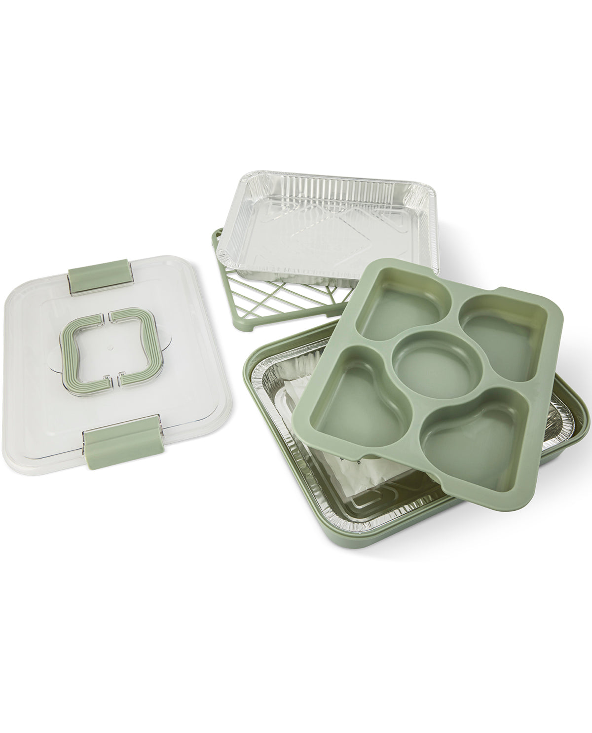 8 Piece Food Storage Serve Set Mossy Stone